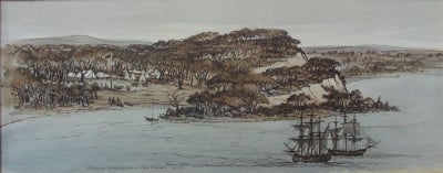 Item #1022 The first settlement at Port Phillip 1802. Harold Freedman.