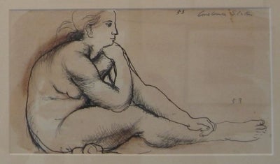 Item #1054 Seated Nude 1953. Constance Stokes.