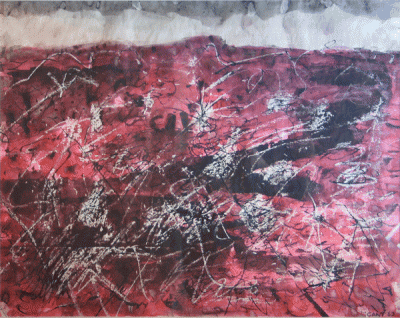 Item #1132 Crimson Landscape 1963. James Cant.