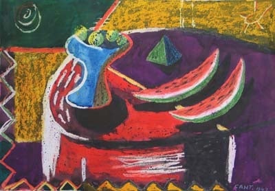 Item #127 Still life with Watermelon 1947. James Cant.