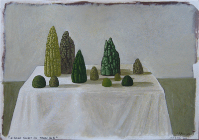 Item #1336 Small Forest On Tablecloth 2002. Jeff Ferris.