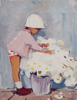 Item #1431 Child with Flowers 1960. Vera Nazina.