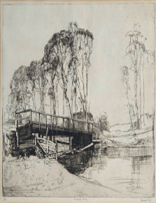Item #1491 The Bridge, Avoca. Sydney Long.