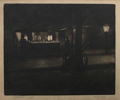 Item #160 A Melbourne Coffee Stall 1912. Victor Cobb.