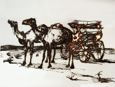 Item #1735 Dust Series 1971 No. 8 Camel Cart. Sidney Nolan.