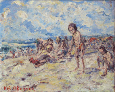 Item #1736 Children on the Beach, Dromana 1987. Vic O'Connor.