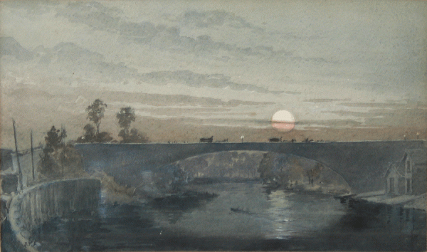 Item #1794 Princes Bridge, Melbourne, by Moonlight 1879. Julian Rossi Ashton.