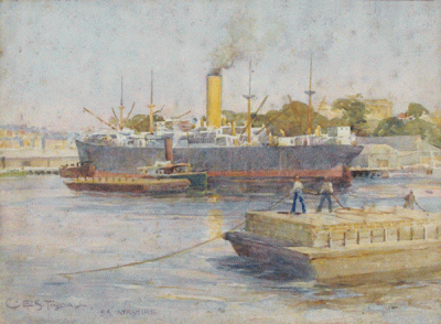 Item #1796 S. S. Ayrshire in Sydney Harbour. C. E. S. Tindall.
