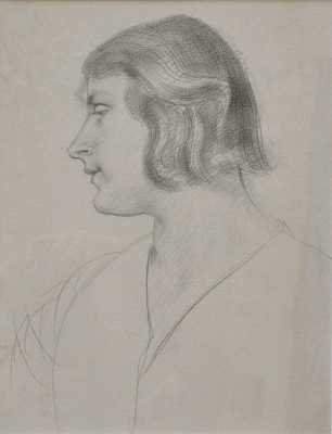 Item #1828 Portrait of Artist's Wife, Lyndra. Derwent Lees.