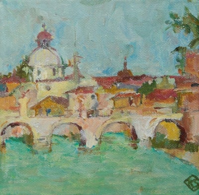 Item #1867 View from the River Tiber, Rome. Kay Stewart.