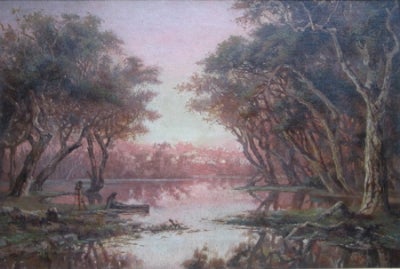Item #194 Aborigines Hunting by a River. James Waltham Curtis.