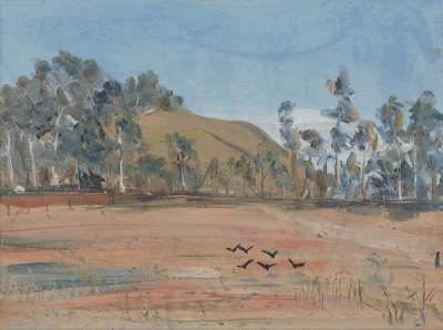 Item #1970 Landscape with Black Cockatoos. Lucy Boyd.