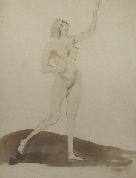 Item #2048 Standing Nude. Derwent Lees.