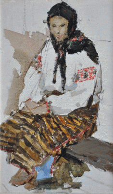 Item #2474 Ukrainian Woman in Traditional Costume c1964. Irina Kovaleva.