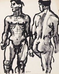 Item #26 Two Studies Male Nude. Clifford Bayliss.