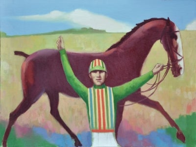 Item #2700 Horse and jockey with arm raised. Clifford Bayliss.