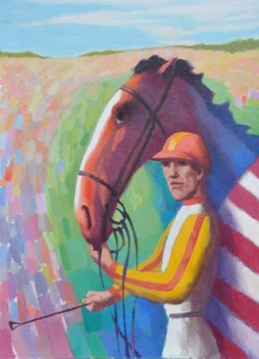 Item #2704 Horse and jockey in yellow and orange. Clifford Bayliss.