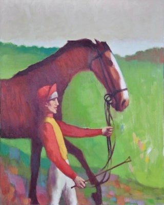 Item #2706 Horse and jockey in yellow and red. Clifford Bayliss.