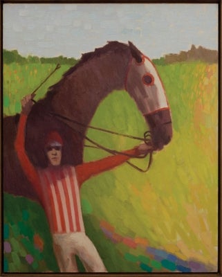 Item #2708 Horse and rider with arm raised. Clifford Bayliss.
