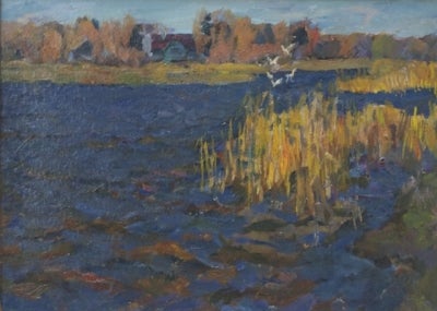 Item #2917 Swans Flying over the Lake. Petr Nazarov.