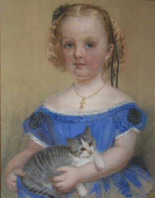 Item #299 Young Child Holding the Cat. 19th Century English School.