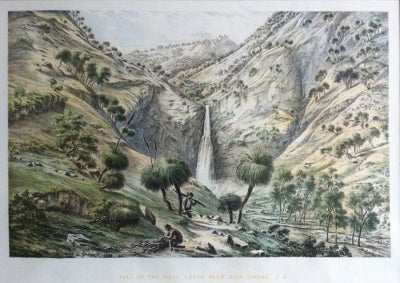Item #3327 Fall of the First Creek near Glen Osmond S.A. 1855. Eugen Von Guerard.