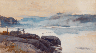 Item #3527 Fog Lifting, The Hawkesbury River c1892. Albert Henry Fullwood.
