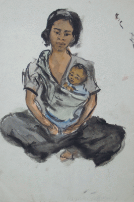 Item #3594 Young Mother, Labuan c1945. Joyce Meier.