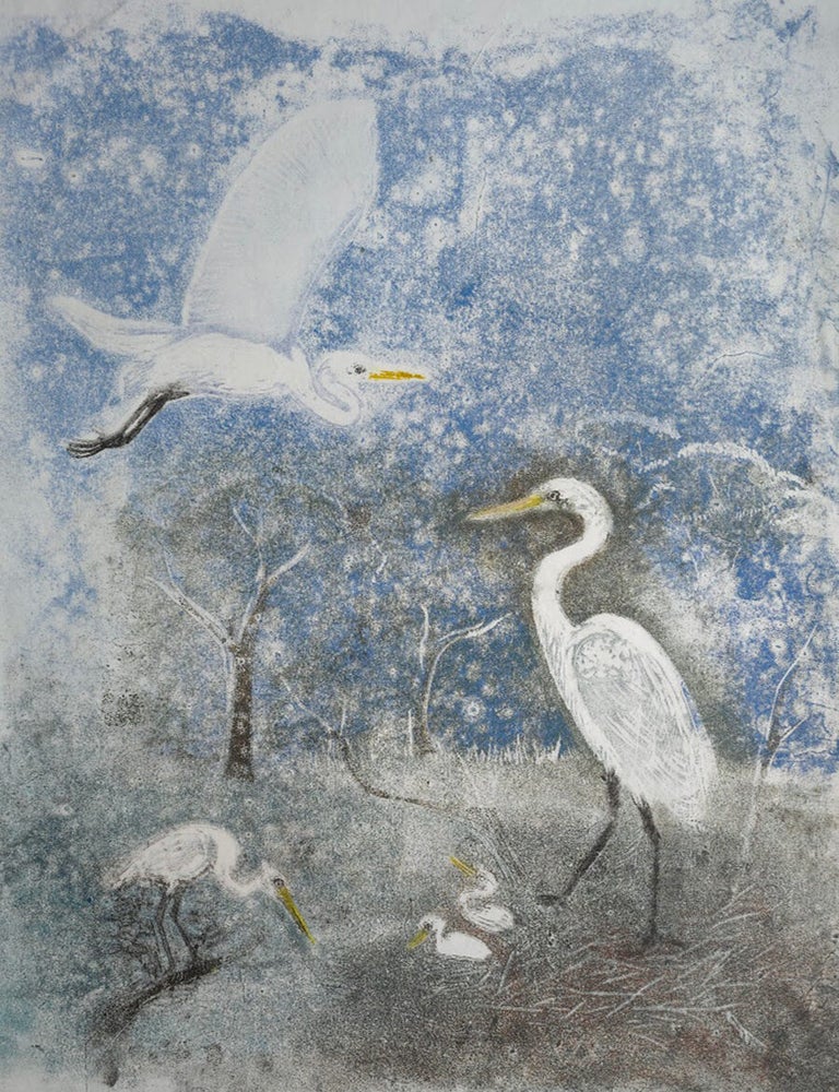Item #3790 Great Eastern Egret and Nest. Joyce Meier.