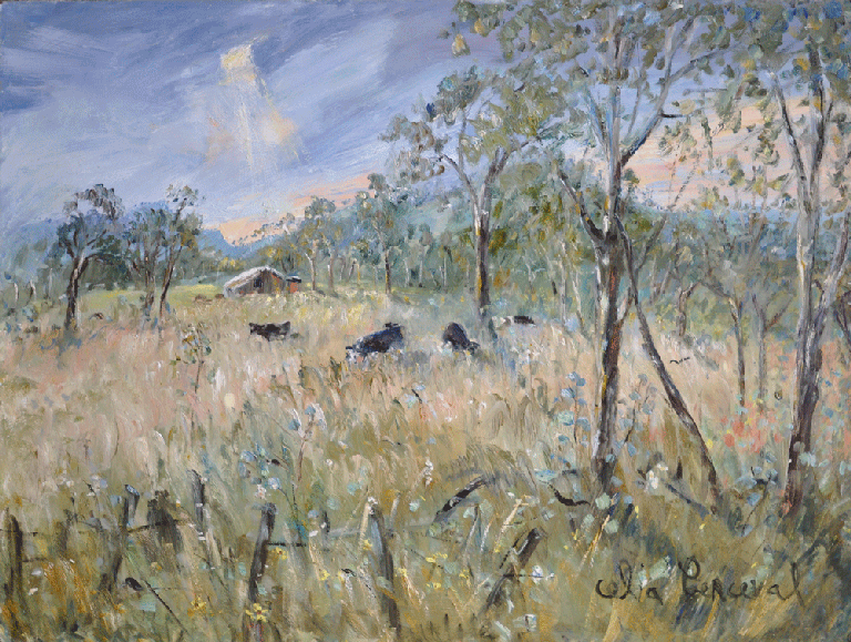 Item #3891 Hunter Valley Landscape with Cows Grazing. Celia Perceval.
