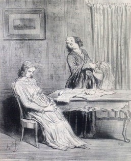 Item #3953 Illustration from Le Charivari - Les Femmes Socialistes, circa 1840s. Honore Daumier.