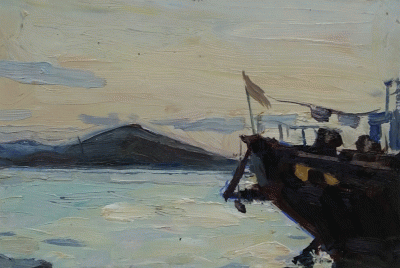 Item #4009 The Barge, Sunset 1962. Igor Fadin.