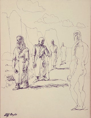 Item #43 Four Men in Coats with Nude Male c1945. Clifford Bayliss