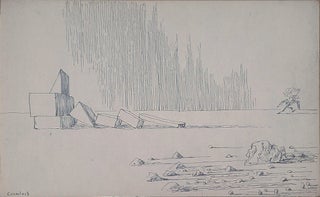 Item #44 Ruined Cromlech with Aviator c1945. Clifford Bayliss