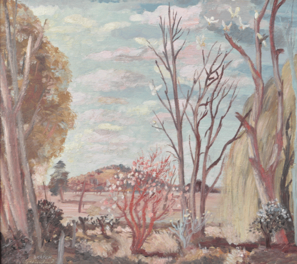 Item #4439 Sketch for Sunset in the Orchard 1945. Adrian Feint.