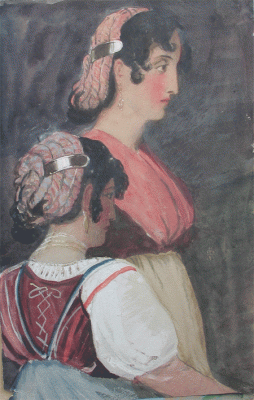 Item #444 Two Women c. 1830. Italian School.