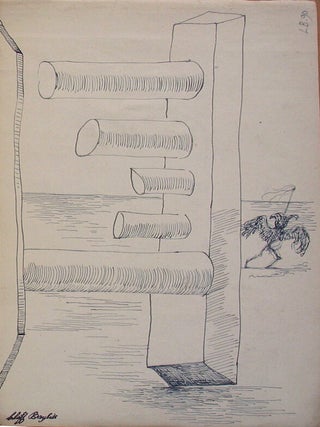 Ruined Cromlech with Aviator c1945