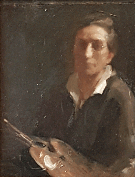 Item #4532 Self Portrait with Palette c1920s. Josephine Muntz-Adams.