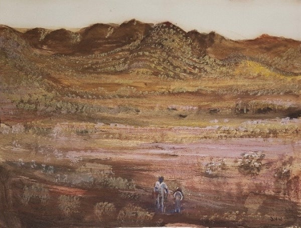 Item #4658 Kimberley Landscape with Figures c1958. James Wigley.
