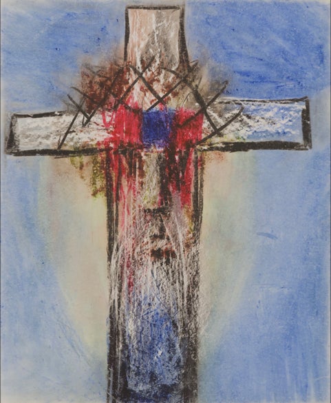 Item #4694 Crucifix with Crown of Thorns 1956. Sidney Nolan.