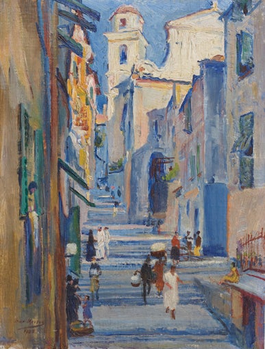 Item #4732 Rue de l'Eglise, Villefranche sur Mer 1928. Dora Meeson.