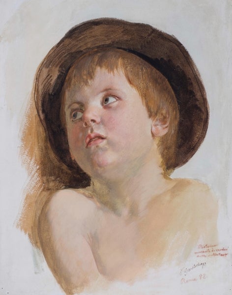 Item #4747 Young Child, Rome 1882. Friedrich Geselschap.