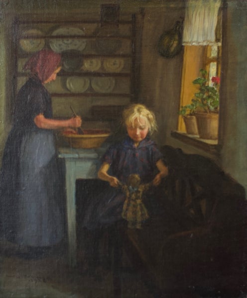 Item #4761 Girl Playing with a Doll 1928. Valdemar Magaard.