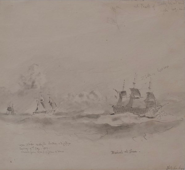 Item #4826 Burial at Sea 1853. Oswald Brierly.