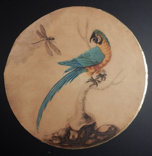 Item #4945 Blue and Gold Macaw and Dragonfly. Sarah Stone.