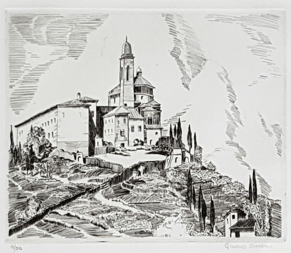 Item #5072 Basilica dell Osservanza, Siena c1928. Gladys Owen.