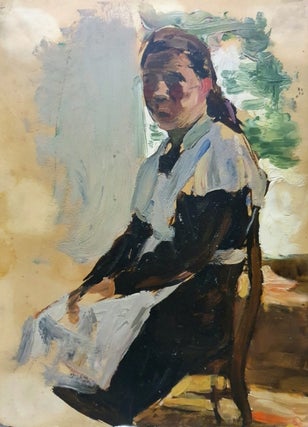 Item #5211 Study, Seated Girl 1954. Vasili Rudnev