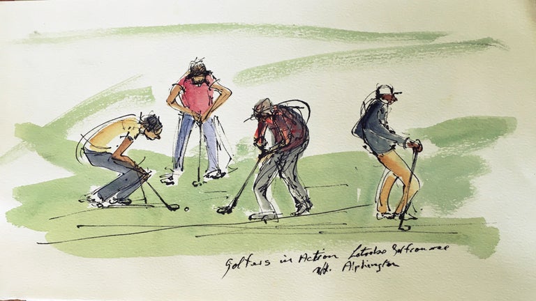 Item #5245 Golfers in Action, Latrobe Golf Course, Alphington. Mary Hammond.