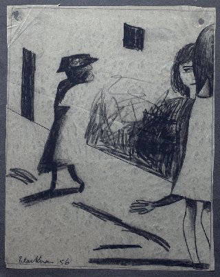 Item #5284 Schoolgirls and Old Lady 1956. Charles Blackman