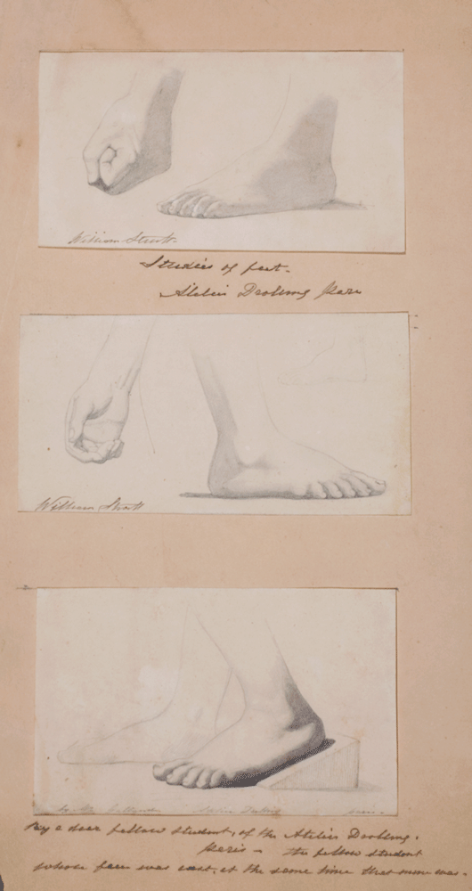 Item #5392 Three Studies of Feet, Atelier Drolling, Paris. William Strutt.